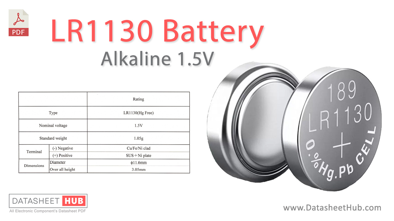 LR1130 Battery Alkaline Manganese Dioxide 1.5V Datasheet