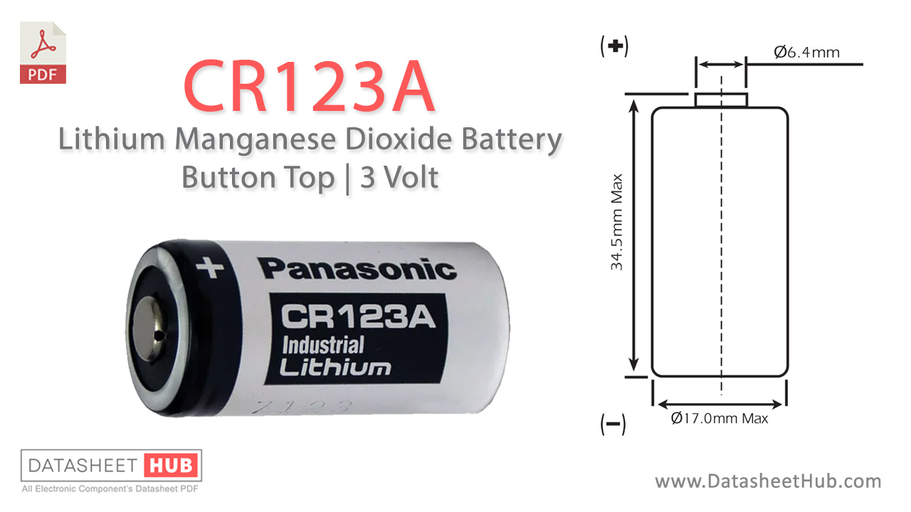 CR123A Button Top Lithium Manganese Dioxide Battery 3V dh